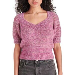 EUC Steve Madden Cropped Stephanie Fuzzy Sweater Pink Size Small